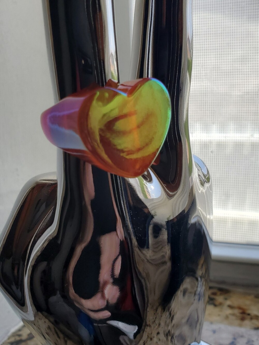 Colorful Iridescent Heart Accent Sculpture - Orange